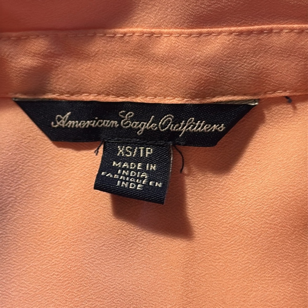 American Eagle Outfitters. Orange And Peach Long Sleeve button down blouse - Picture 4 of 5